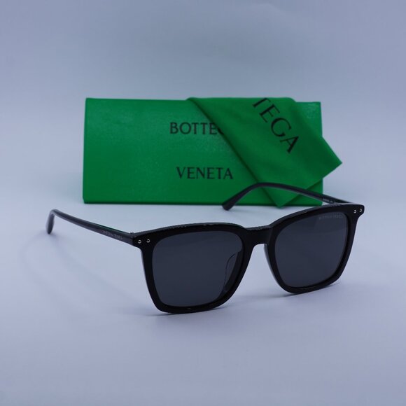 Bottega Veneta BV0251SA 001 Square Sunglasses - Black/Grey - Picture 1 of 10